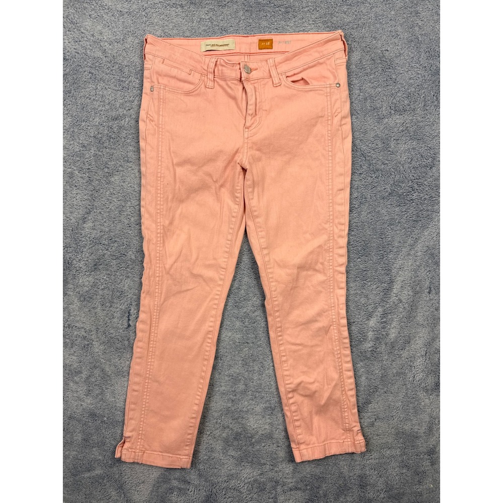 Pilcro and the Letterpress Womens 28 Pink Skinny Jeans Cropped Seam Detail Stet